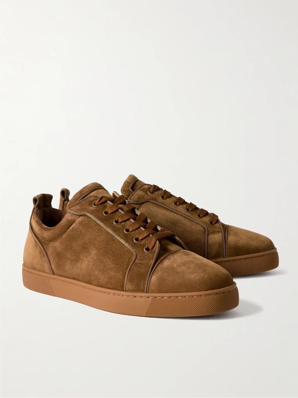 Christian Louboutin Men's Brown Suede Low-Top Sneakers